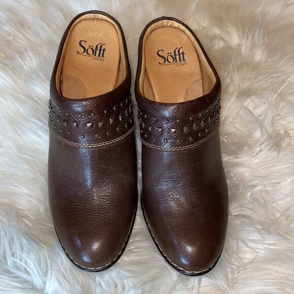 Sofft Leather Brown Slip On Mules NWOT 9.5M - Picture 3 of 9